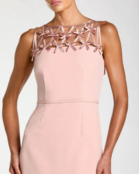 Mac Duggal Pink Sleeveless Crepe Gown With Embellished Bows #2295
