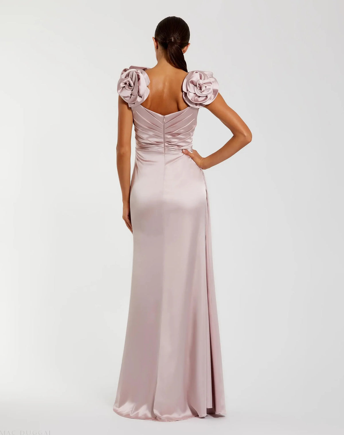 Pink Satin Wrap Gown - Rose