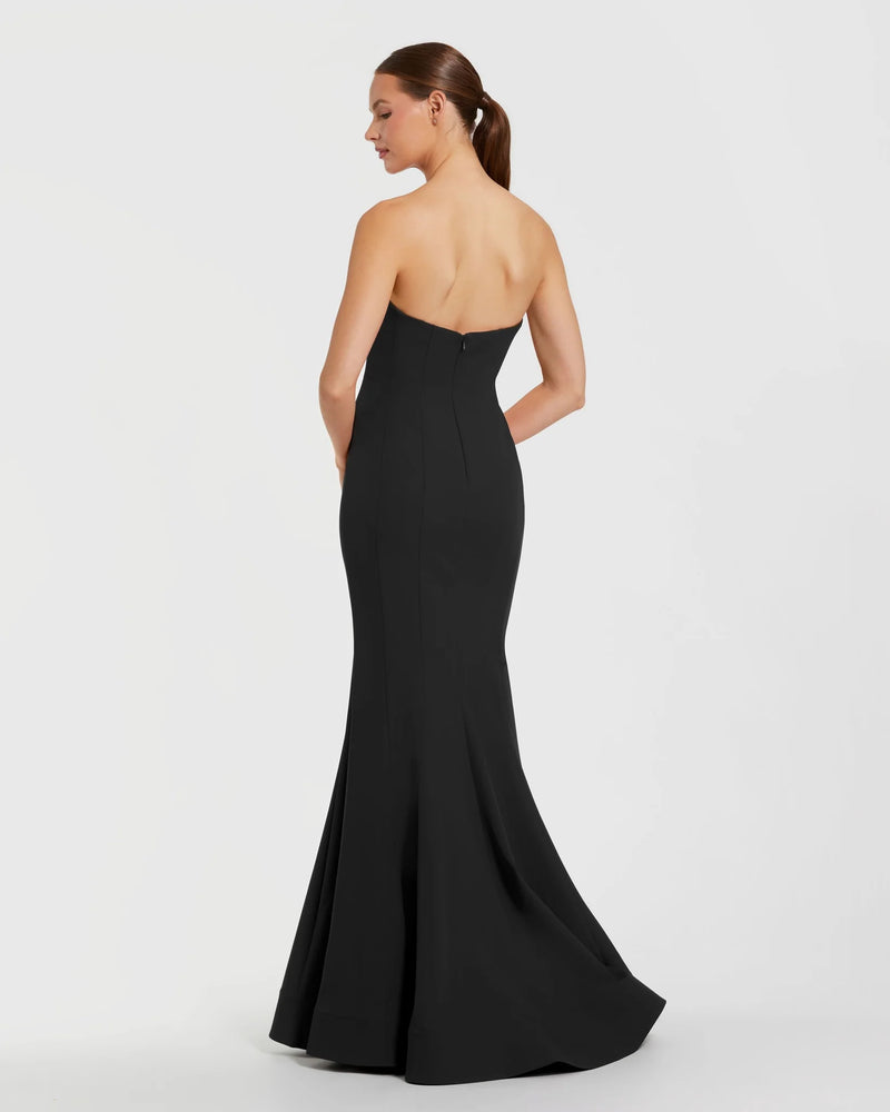 Strapless Crepe Mermaid Gown - Black