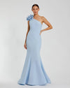 One Shoulder Mermaid Gown With 3D Flower - Powder Blue