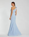 One Shoulder Mermaid Gown With 3D Flower - Powder Blue