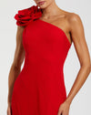 One Shoulder Mermaid Gown With 3D Flower - Powder Blue