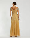 Beaded Shoulders Embellished Gown - Gold