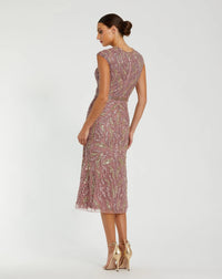 Mac Duggal 23049 Vintage Lilac sequin embellished high neck midi dress - back