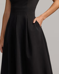 Mac Duggal #2313 black embellished collar a-line midi dress