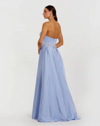 Mac Duggal Blue Strapless Embellished Satin Gown with Overskirt #2317 Powder Blue