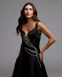 Mac Duggal #2331 Black Gold embellished midi dress