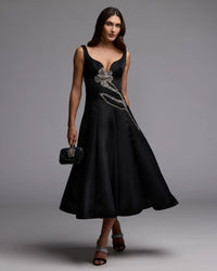 Mac Duggal #2331 Black Gold embellished midi dress