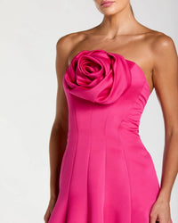Mac Duggal 2357 Fuchsia strapless rosette corset ball gown - Close up detail