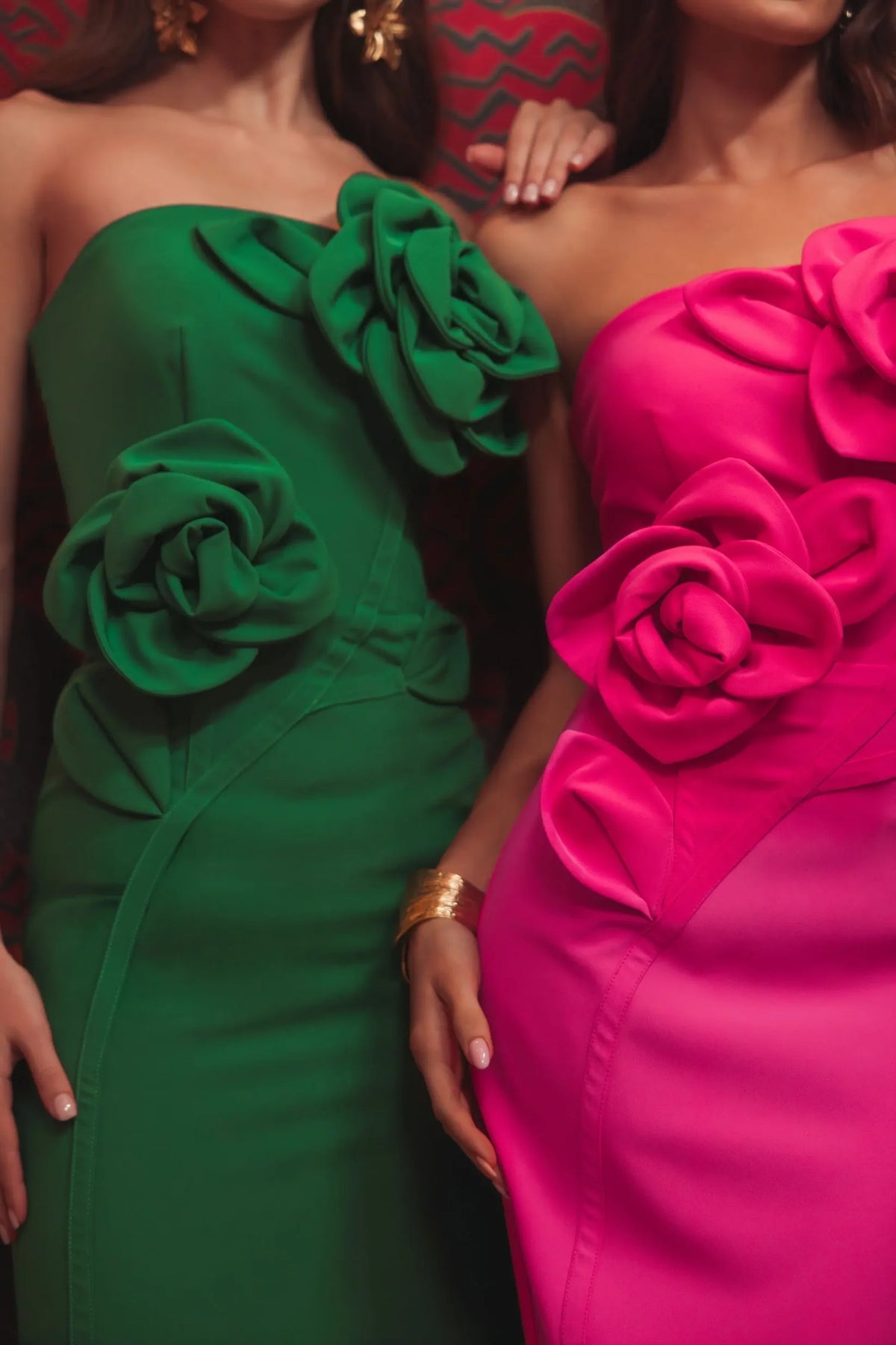 Mac Duggal Hot Pink Strapless Crepe Dress With 3D Flower Detail  #2361