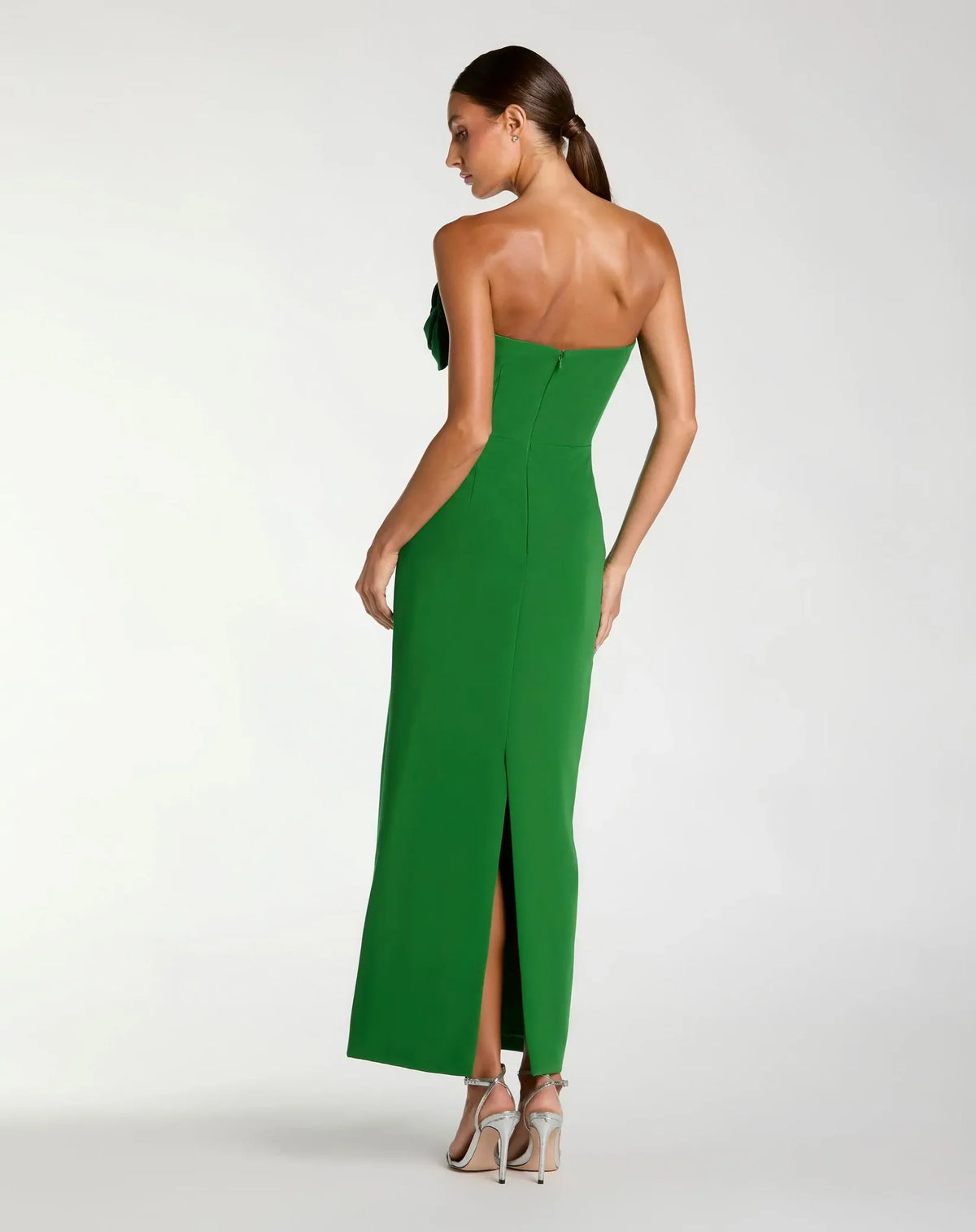 Mac Duggal Spring Green Strapless Crepe Dress With 3D Flower Detail  #2361