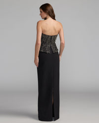 Mac Duggal #2366 black embellished crepe strapless column gown