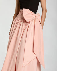 Black Pink Strapless Gown With Oversized Bow - Close Up