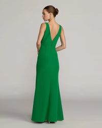 Mac Duggal #2371 spring green sleeveless v neck mermaid gown with bow