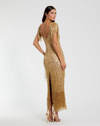 Mac Duggal #24068 gold sequin dress back view