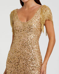 Mac Duggal #24068 beaded fringe close-up