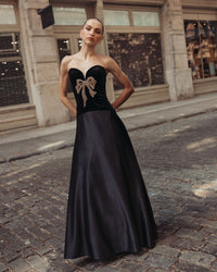 Mac Duggal #2423 strapless velvet gown lifestyle