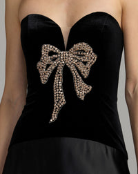 Mac Duggal #2423 velvet bodice detail