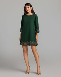 Mac Duggal #2430 deep green embellished trim mini dress