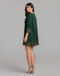 Mac Duggal #2430 deep green mini dress back view
