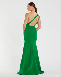 One Shoulder Jersey Mermaid Gown Bridesmaid - Emerald Green
