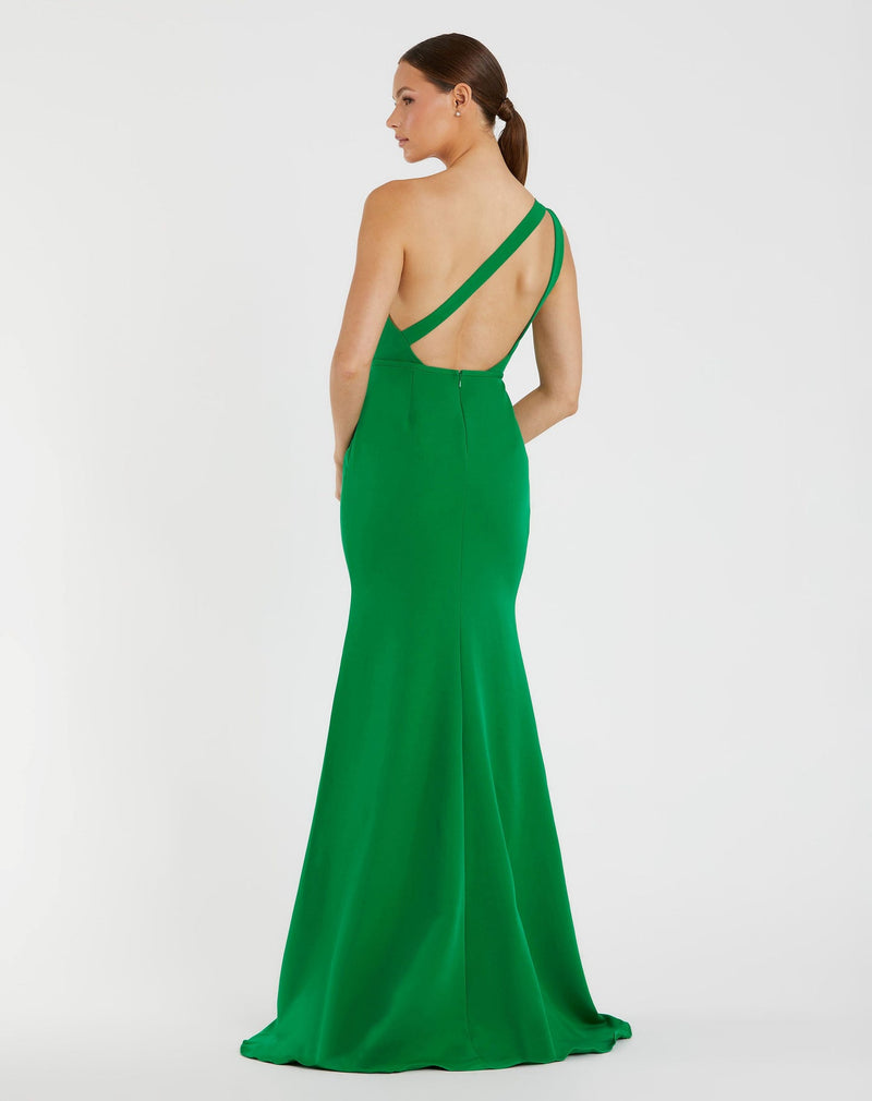 One Shoulder Jersey Mermaid Gown Bridesmaid - Emerald Green