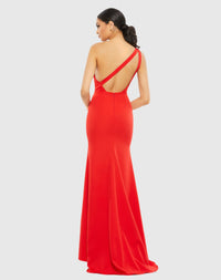 One Shoulder Jersey Mermaid Gown Bridesmaid - Emerald Green