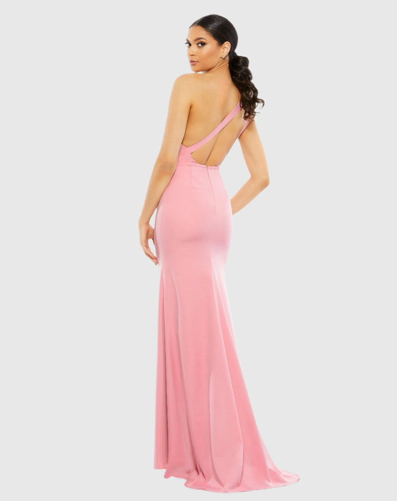 One Shoulder Jersey Mermaid Gown Bridesmaid - Emerald Green