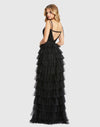 Sequined Bustier Tiered Ruffle Gown - Black