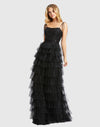 Mac Duggal Sequined Bustier Tiered Ruffle Gown #26281 Black
