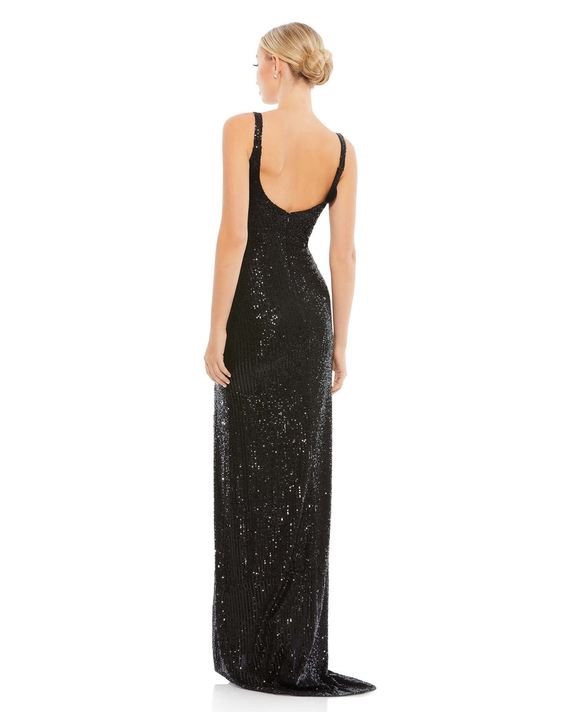 Full sequin scoop back gown - Silver