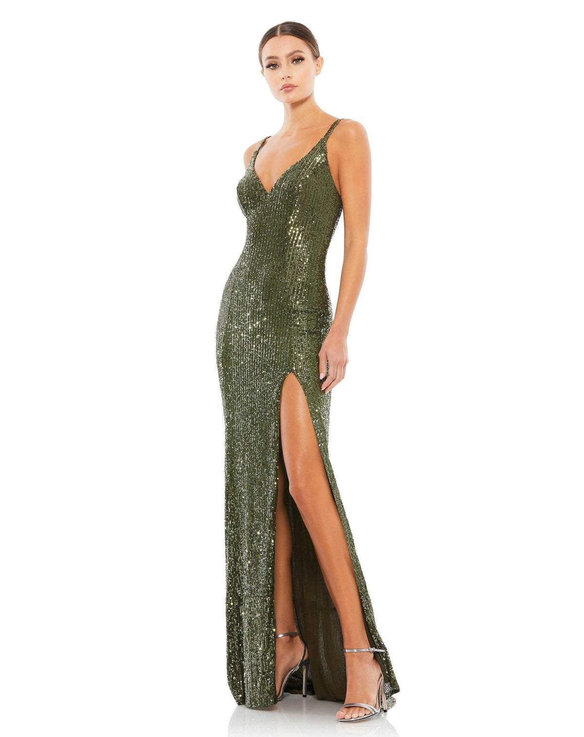 Full sequin scoop back gown - Black