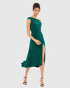 Mac Duggal Ruched Off-The-Shoulder Midi Dress #26484 Emerald Green 