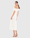 Ruched Off-The-Shoulder Midi Dress - White