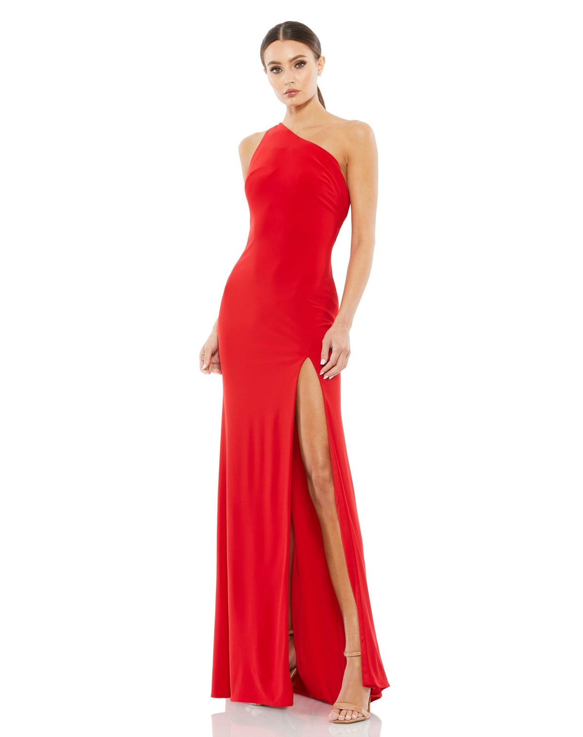 Draped back stretch-jersey gown - Red