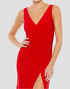 V-neck wrap evening gown - Red