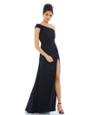 Foldover ruched jersey evening gown - Charcoal