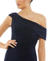 Foldover ruched jersey evening gown - Charcoal