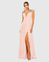 Mac Duggal  Dark Blue Beaded Cap Sleeve V Neck A Line Gown #26540 Pink