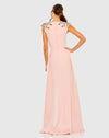 Beaded Cap Sleeve V Neck A Line Gown - Blue