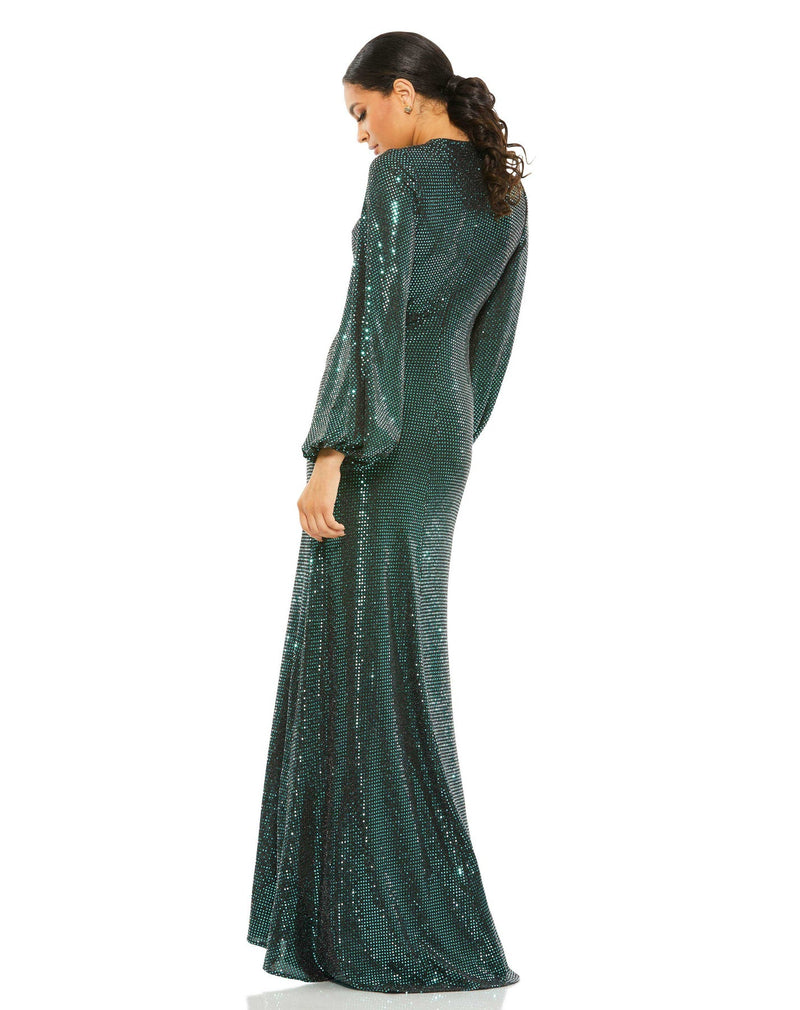 Mac Duggal, DISCO STRETCH BLOUSON SLEEVE GOWN, Style #26576 back view