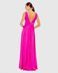 Mac Duggal Hot Pink Jersey Plunge Neck Evening Gown #26578
