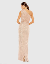 Mac Duggal 26694 Rose Pink sequined ruched one shoulder gown - back