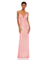 Sequin draped V neck gown - Black