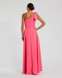 Mac Duggal 26989 Candy Pink bow one shoulder sleeveless A line gown - back