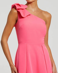 Mac Duggal 26989 Candy Pink bow one shoulder sleeveless A line gown - detail