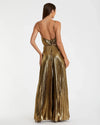 Mac Duggal Gold Metallic Pleated V-Neck Jumpsuit #27143 Antique Gold