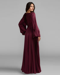Mac Duggal #27526 wine satin gown back view