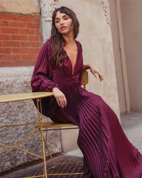 Mac Duggal #27526 wine satin gown lifestyle