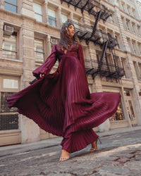 Mac Duggal #27526 wine long sleeve evening gown